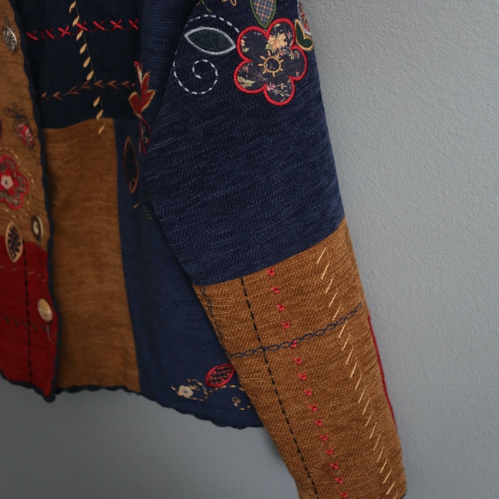 Patchwork Cottagecore Embroidered Denim Jacket - image 3